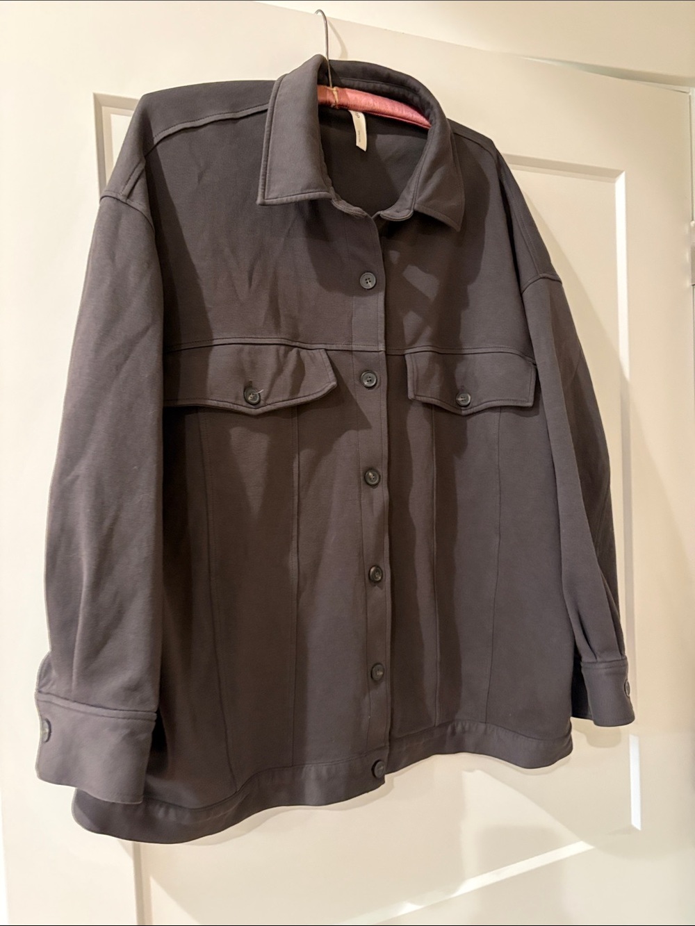 Oversized Button-Front  Jacket in Charcoal